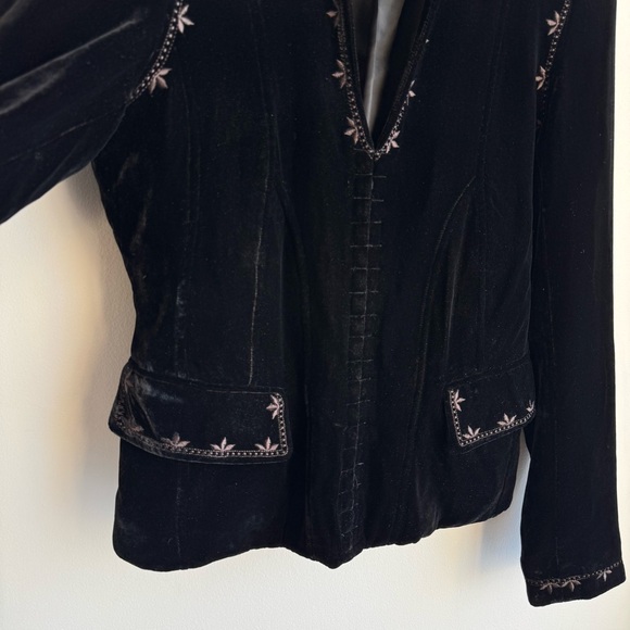 Vintage Le Chateau Fitted Velvet Jacket Sz S Black Silk Blend Blazer Hook & Eye - Picture 5 of 13